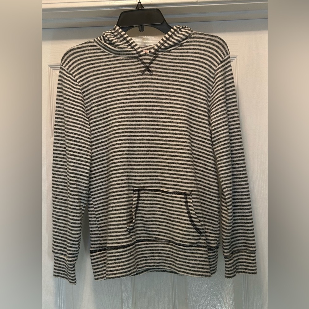 Kids Striped Charcoal and White Hoodie Sweater